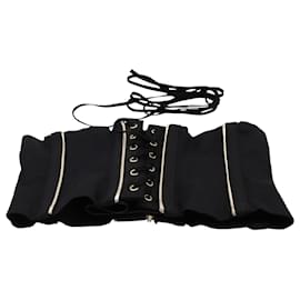 Dolce & Gabbana-Dolce & Gabbana Cinturón estilo corsé con detalle de amarre en poliéster negro-Negro