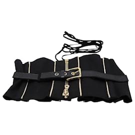 Dolce & Gabbana-Dolce & Gabbana Tie-Up Detail Corset Belt in Black Polyester-Black