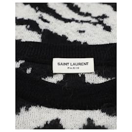 Saint Laurent-Pull Saint Laurent Upperr Intarsia en Mohair Noir-Autre