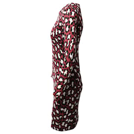 Diane Von Furstenberg-Diane Von Furstenberg Archive Leopard Print Bandage Dress in Burgundy Silk-Dark red