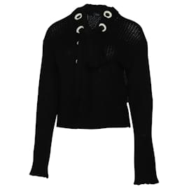 Joseph-Joseph Lace-Up Sweater in Black Cashmere-Black