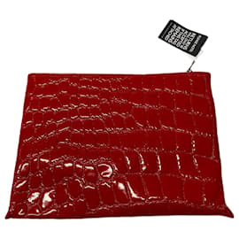 Miu Miu-Miu Miu Croc Effect Large Clutch in Red Patent Leather-Red