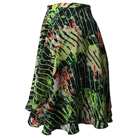 Kenzo-Kenzo Jungle Print Pleated Mini Skirt in Green Silk-Green