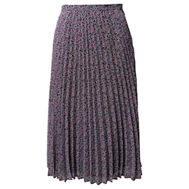 Claudie Pierlot-Claudie Pierlot Paisley Print Pleated Midi Skirt in Purple Polyester-Purple
