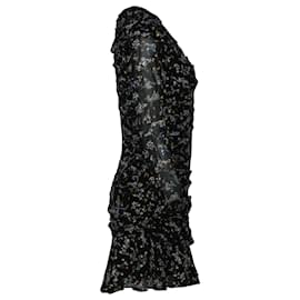 Veronica Beard-Veronica Beard Robe à fleurs froncées Parc en soie imprimée noire-Autre