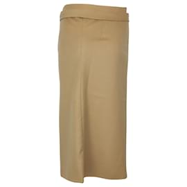 Max Mara-Max Mara Belted Pencil Skirt in Brown Wool-Brown