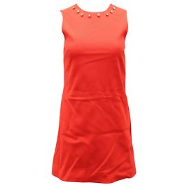 Christopher Kane Crystal Embellished Mini Dress in Red Wool Red