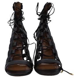 Aquazzura-Aquazzura Amazon 105 High Heel Sandals In Black Leather-Black