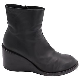 Ann Demeulemeester Bottines Compensées en Cuir Noir Noir