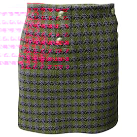 Sandro-Sandro Paris Efira Gold Button Mini Skirt in Red Tweed-Multiple colors