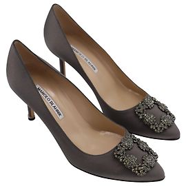 Manolo Blahnik Hangisi 70 Embellished Pumps in Grey Grey