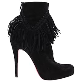 Christian Louboutin-Christian Louboutin Rom 120 Heels in Black Suede-Black