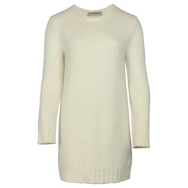 Valentino-Valentino Knit Dress in Cream Cashmere-White,Cream