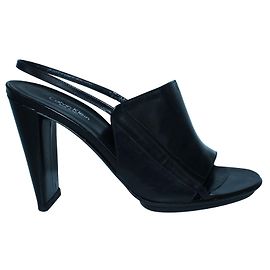Calvin Klein Black Leather Slingback Heels Black