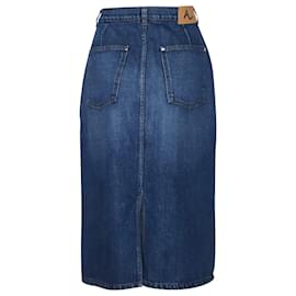 Autre Marque-Alexa Chung Denim Midi Skirt in Blue Cotton-Blue