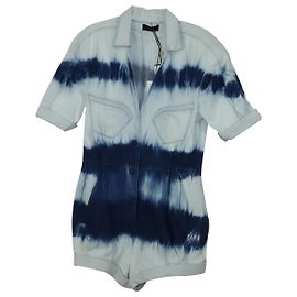 Alanui Tie-Dyed Romper in Light Blue Cotton Denim Blue Light blue