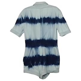 Alanui-Alanui Tie-Dyed Romper in Light Blue Cotton Denim-Blue,Light blue
