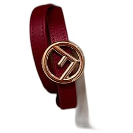 Fendi-Leather bracelet - red and gold-Red