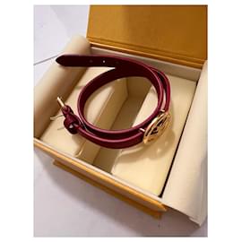 Fendi-Bracelet en cuir - rouge et doré-Rouge
