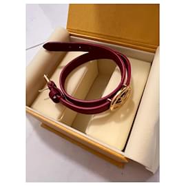 Fendi-Leather bracelet - red and gold-Red