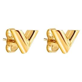 Authenticated Used Louis Vuitton Earrings Essential V Gold Metal Material  M68153 