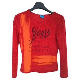 Autre Marque Top de elastano y velour de algodón,  , Cristian lacroix Roja