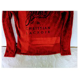 Autre Marque-Elastane velvet cotton top,  , Christian Lacroix-Red