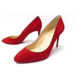 Christian Louboutin-NEW CHRISTIAN LOUBOUTIN SHOES 38.5 RED SUEDE 3180614 + BOX SHOES-Red