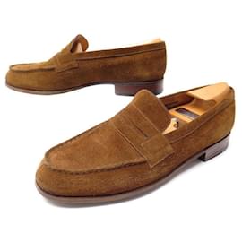 JM Weston-JM WESTON LOAFERS 182 7b 41 FINE SUEDE BROWN SHOES SHOES-Brown