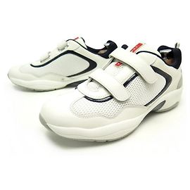 NEUF BASKETS PRADA LUNA ROSSA LUP003 6.5 IT 41.5 FR CUIR BLANC SNEAKERS Blanc