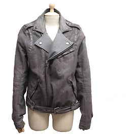 PIERRE BALMAIN JACKET M 48 MEN'S GRAY COATED DENIM CANVAS JACKET JACKET Grey