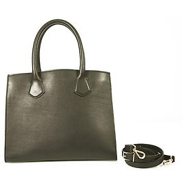 Patrizia Pepe Black Leather Structured Handbag Two Handles Long Shoulder Strap Black