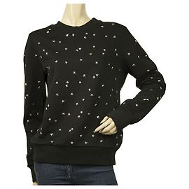 Thierry Mugler Mugler Black Silver Stars Studded Cotton Top Sweatshirt size L Black