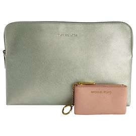 Michael Kors Clutch-Set mit Schlüsselring Silber Pink