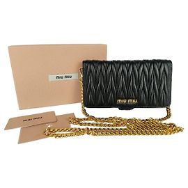 Miu Miu I-phone case in leather with shoulder strap Black