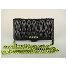 Miu Miu-Miu Miu I-phone case in leather with shoulder strap-Black