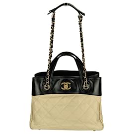 Chanel-bolsa de hombro Chanel capitonada 31 rue cambon-Negro,Beige