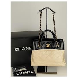 Chanel-Chanel quilted shoulder bag 31 rue Cambon-Black,Beige