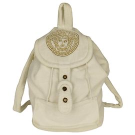 Gianni Versace Medusa terry cloth backpack White