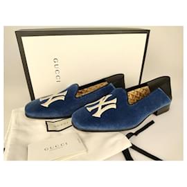 Gucci-Gucci NY velvet moccasin ( EU 42,5 )-Blue,Light blue