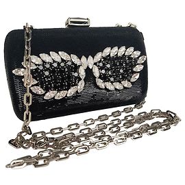 Pochette Prada à sequins et strass avec chaîne Noir