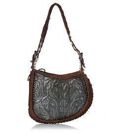 Bolsa Hobo Fendi marrom de couro ostra com ponto de chicote Marrom Castanho escuro