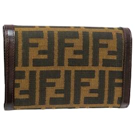Fendi-Fendi Brown Zucca Canvas Small Wallet-Brown
