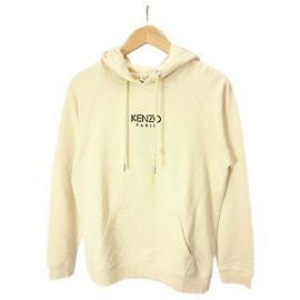 [Used] KENZO Logo hoodie / S / cotton / BEG / plain Beige