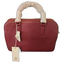 Tory Burch Thea Small Rounded Double-Zip Satchel Red Leather Red Dark red