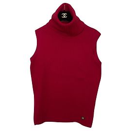 Pull Chanel en cachemire rose manches américaines Rose