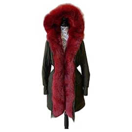 Moncler-Moncler Hypolais Parka Coat in green red-Red,Green