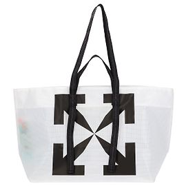 Off White Off-White Borsa Da Donna Arrow Tote In Pvc Bianco E Nero Bianco