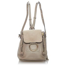 Chloé Chloe Gray Faye Leather Backpack Grey