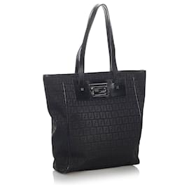 Fendi-Fendi Black Zucchino Canvas Tote Bag-Black